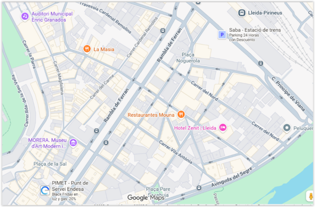 Mapa de la zona on ha de ser l'oficina de l'ICF a Lleida.