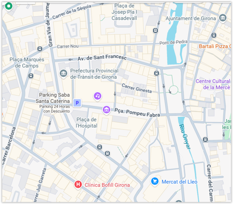 Mapa de la zona on ha de ser l'oficina de l'ICF a Girona.