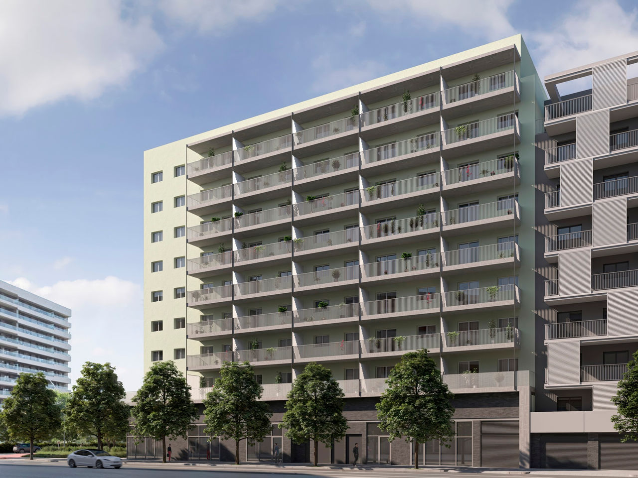 Rendering of the 104-unit housing development in La Sagrera.
